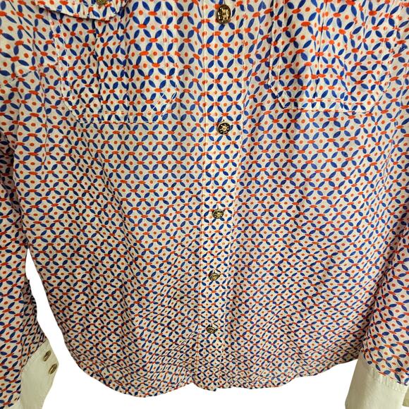 Tory Burch Brigitte Contrast Trim Blouse Old Money Quiet Luxury Ivy League Sz 4 - Picture 4 of 10